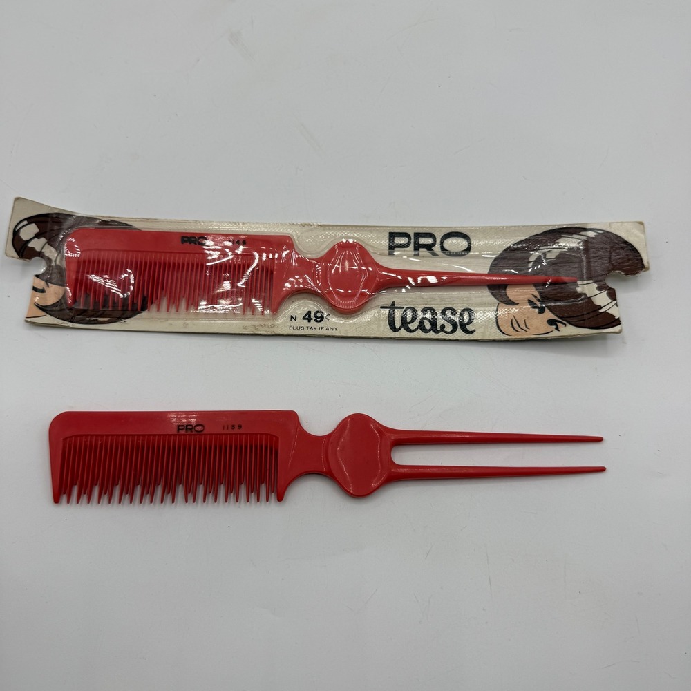 PRO Tease Vintage‎ Red Styling Comb Double Duty Hair Tool 1158